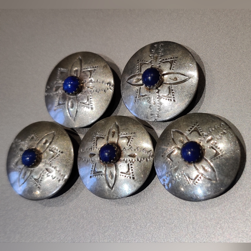 Vintage D/L Daniel Garcia Navajo Sterling Silver Button Covers - Picture 8 of 14